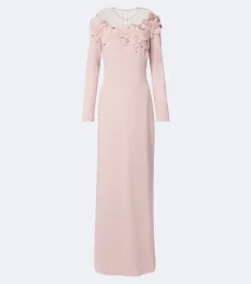 Zurina embellished floral-appliqué crêpe gown Zurina embellished floral-appliqué crêpe gown