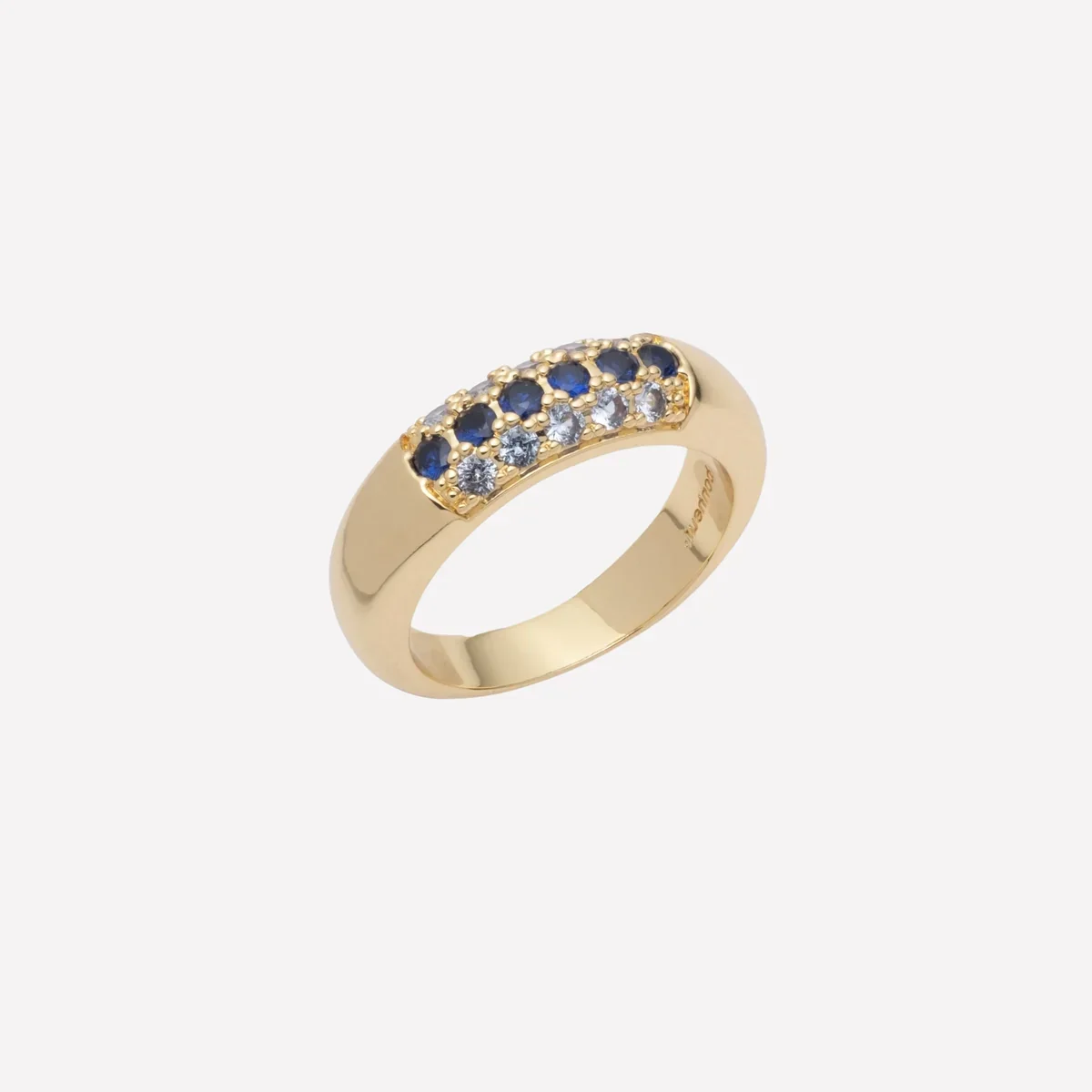 Addison Pavé Ring Band - Rhodium Plated Brass 6 Blue Swarovski Crystals