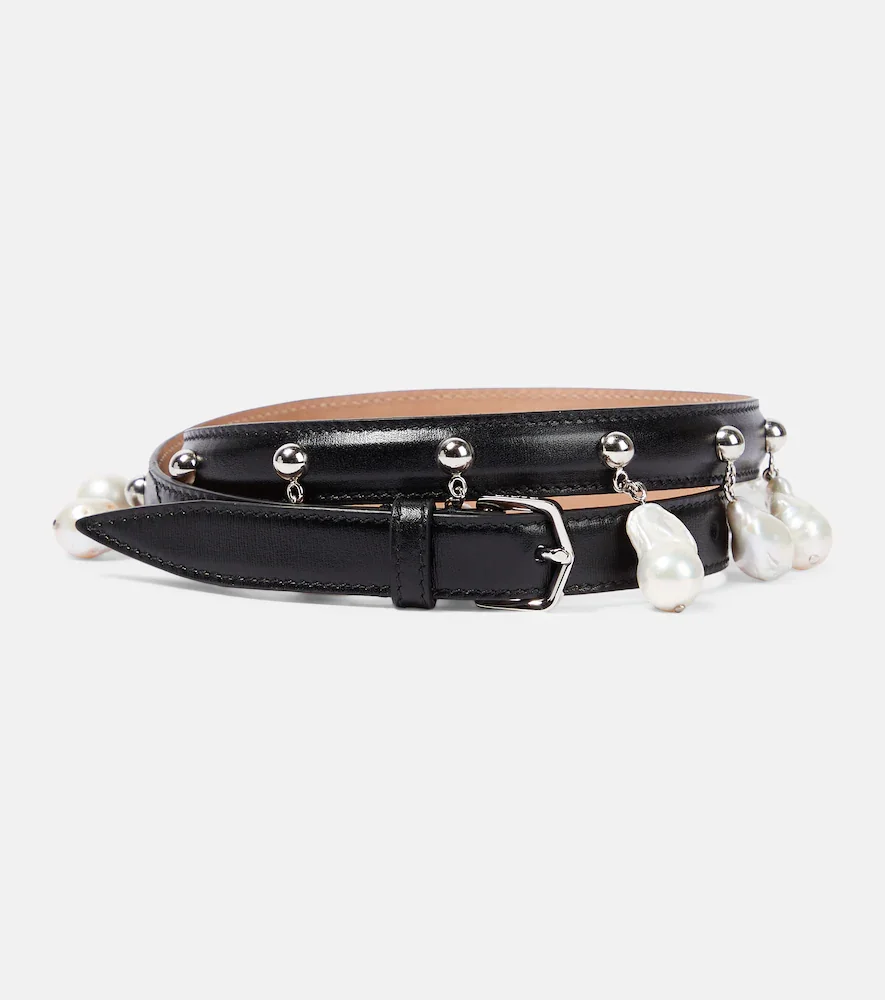 Alaïa Ceinture en cuir à perles fantaisie