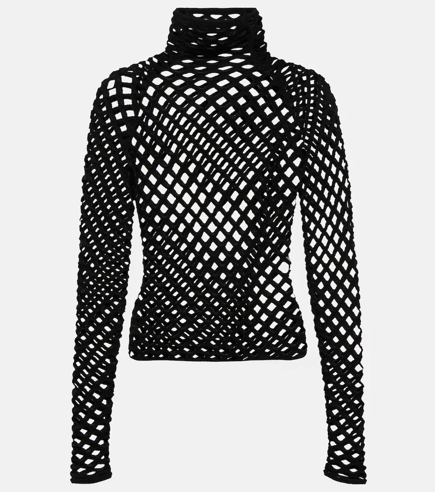 Alaïa Top de cuello alto de punto calado