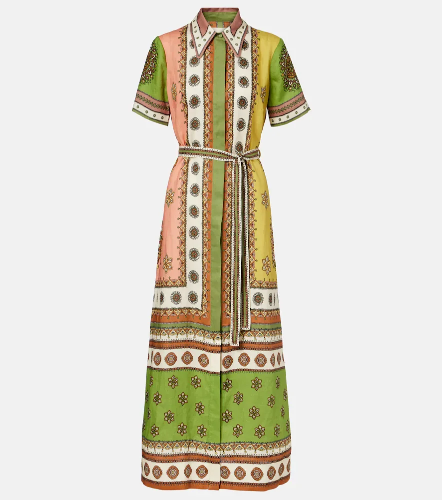 AlÃmais Contina belted linen shirt dress
