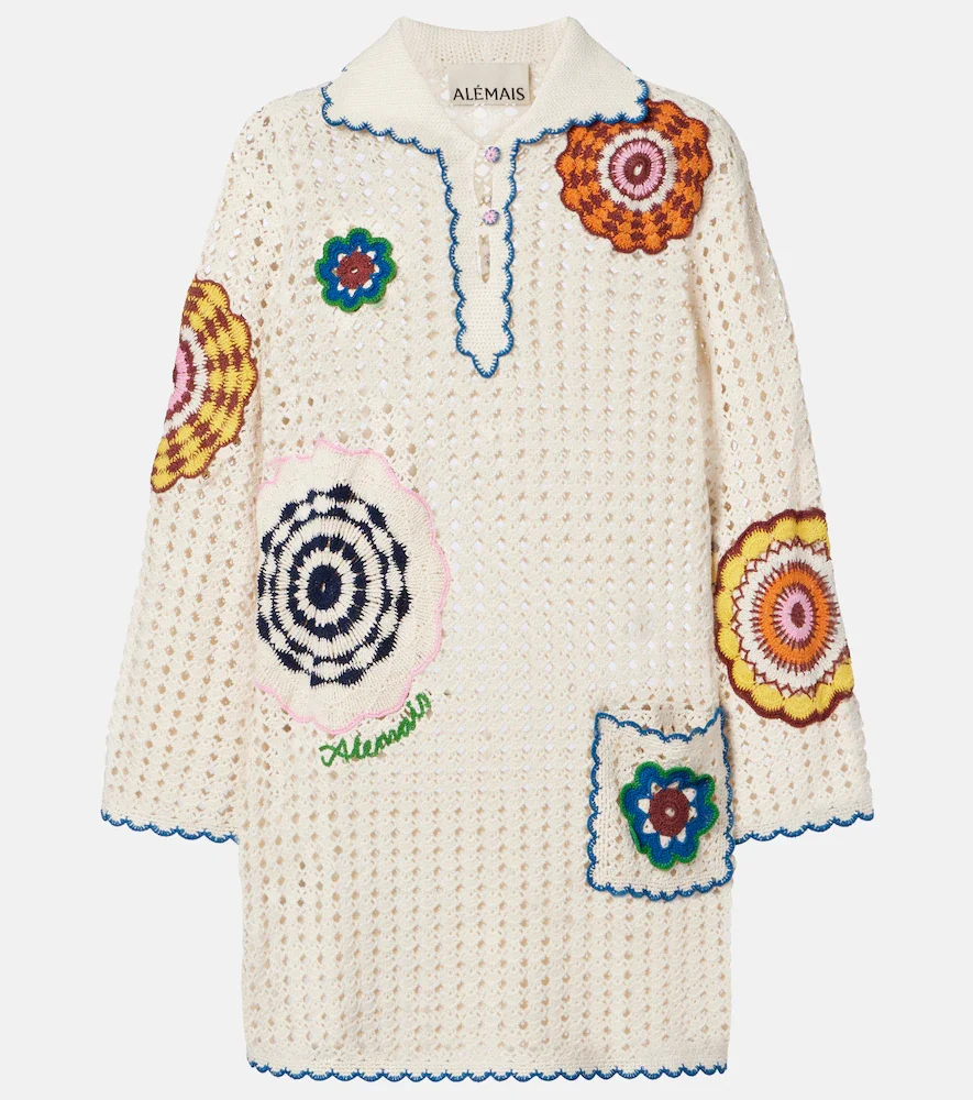 AlÃmais Elma crochet embroidered cotton kaftan