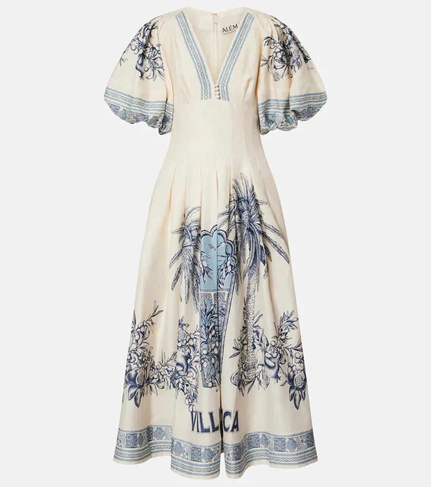 AlÃmais Villa Romantica linen-blend midi dress