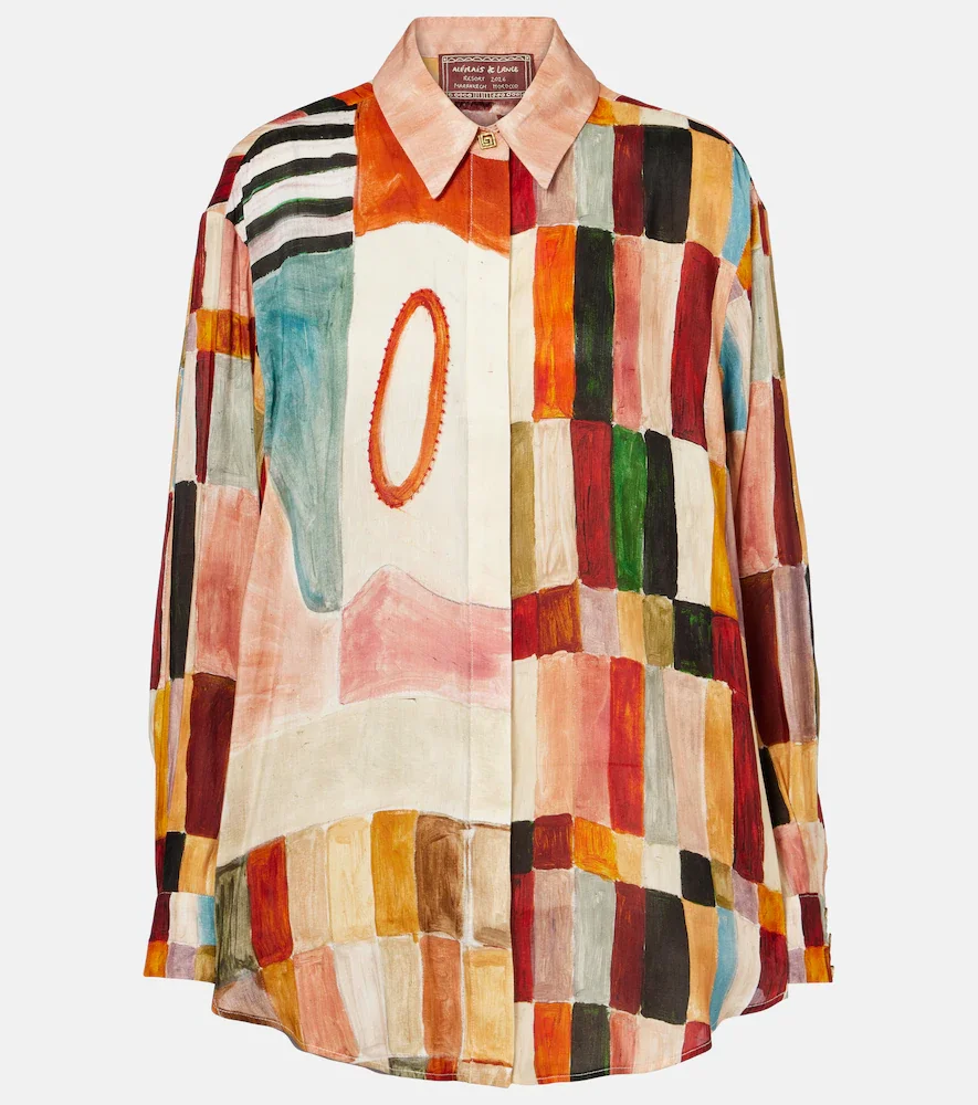 AlÃmais x LRNCE Marjorelle printed linen and silk shirt