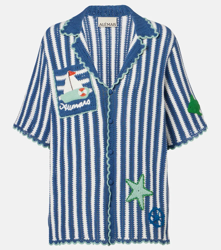 Alémais Camisa de croché de algodón a rayas