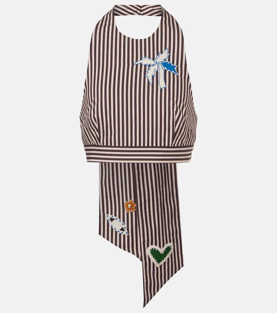 Alémais Crop top Sirocco de algodón a rayas bordado