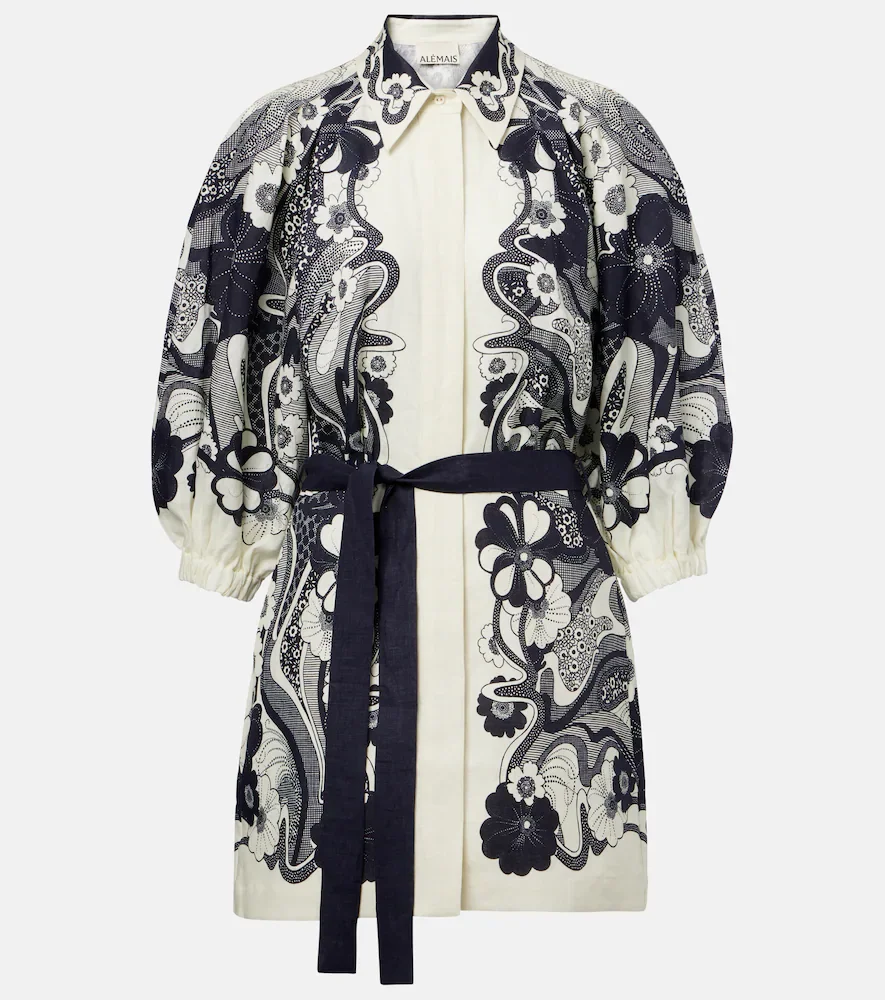 Alémais Vestido camisero Mickey de lino floral