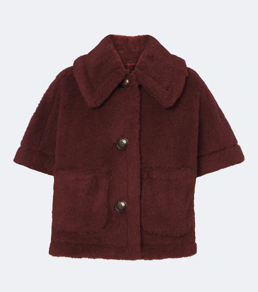 Alpaca, wool, and silk teddy cape