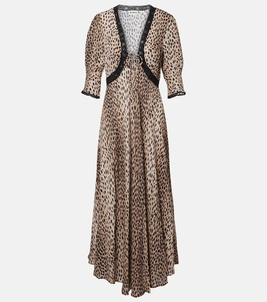 Amina printed crêpe de chine midi dress
