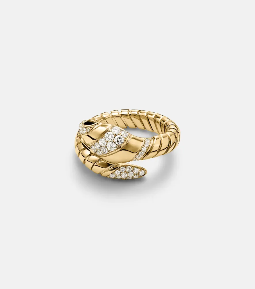 Anillo Serpenti Tubogas de oro de 18 ct con diamantes y ónice