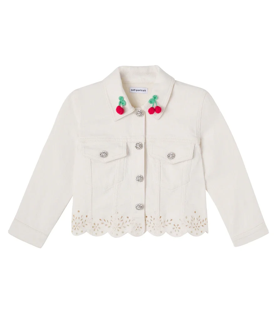 AppliquÃ crystal-embellished denim jacket