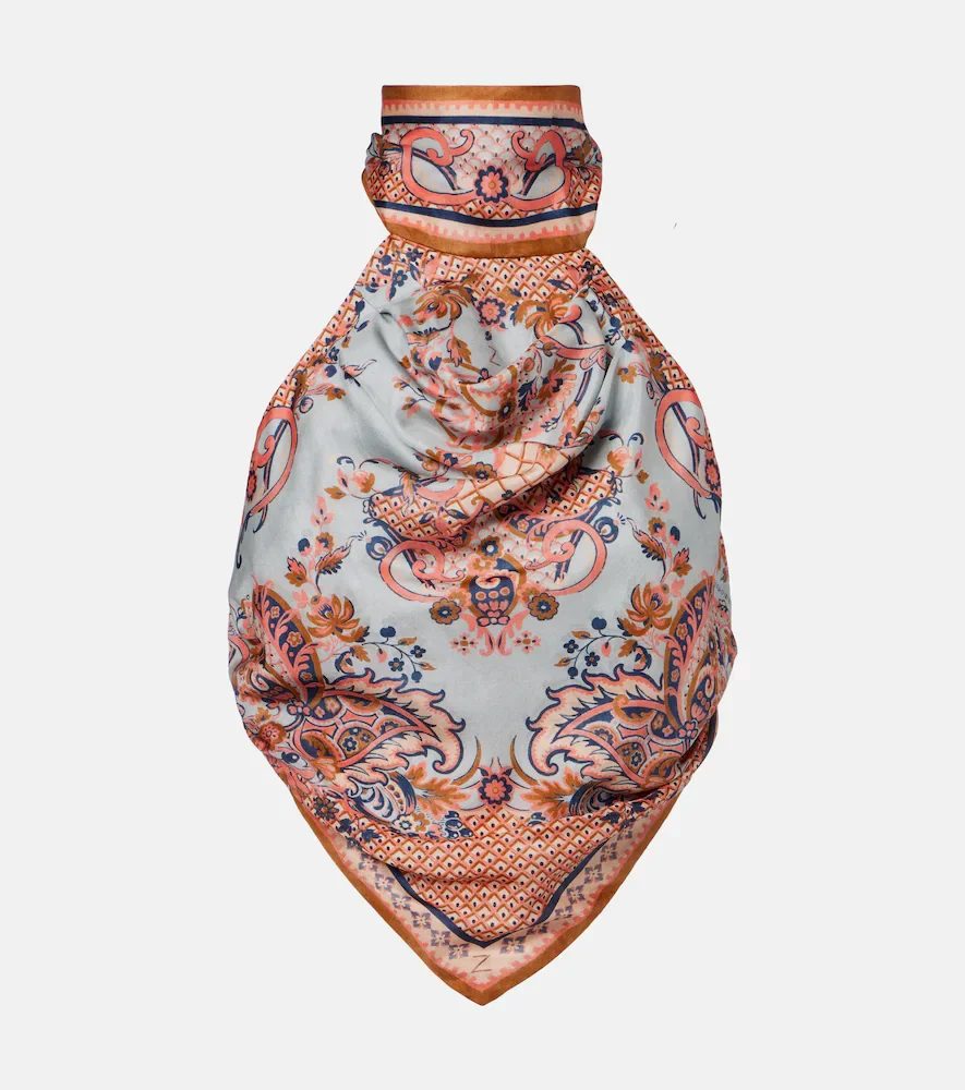 Aster printed silk crop top