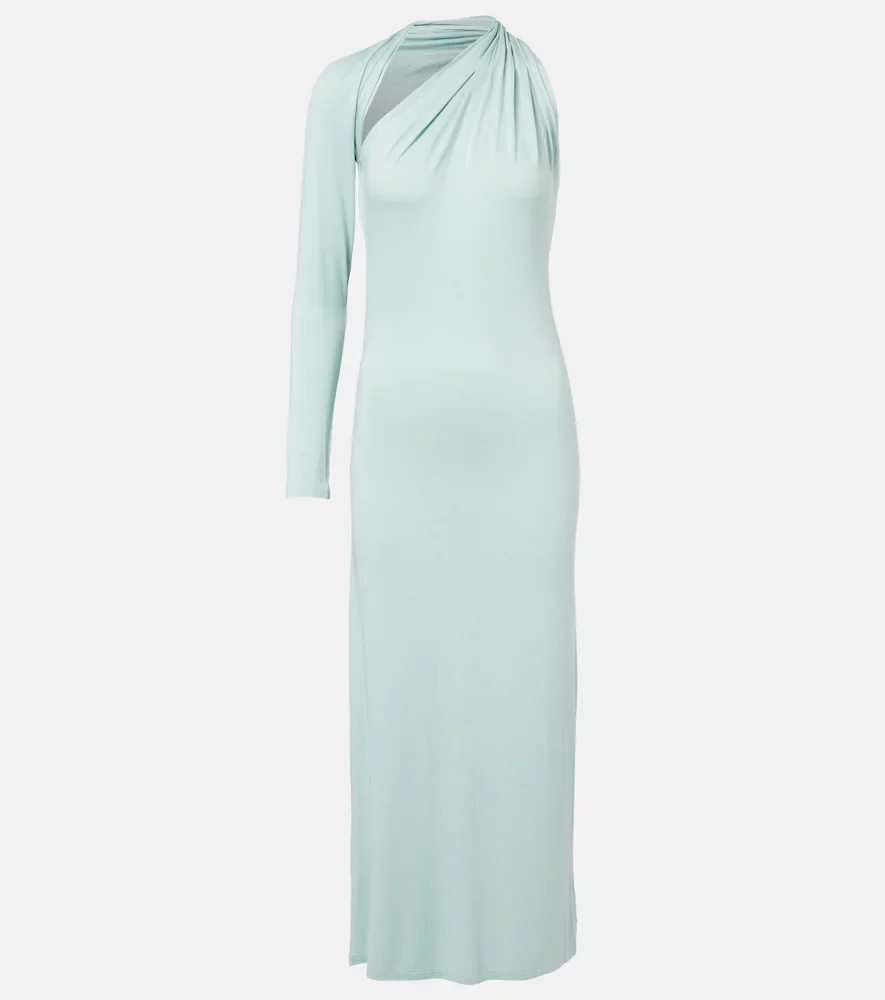 Asymmetric jersey midi dress