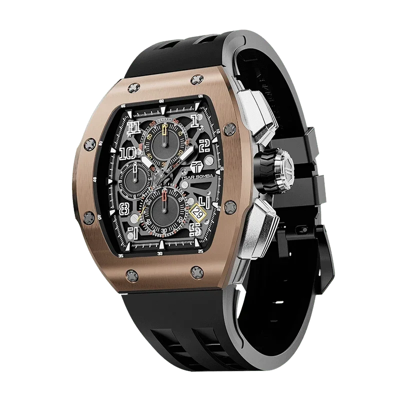 Atomic-Interchangeable Calendar Watch Stainless Steel Rose Gold
