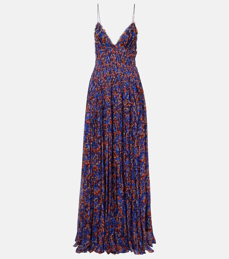 Atrani floral silk chiffon maxi dress