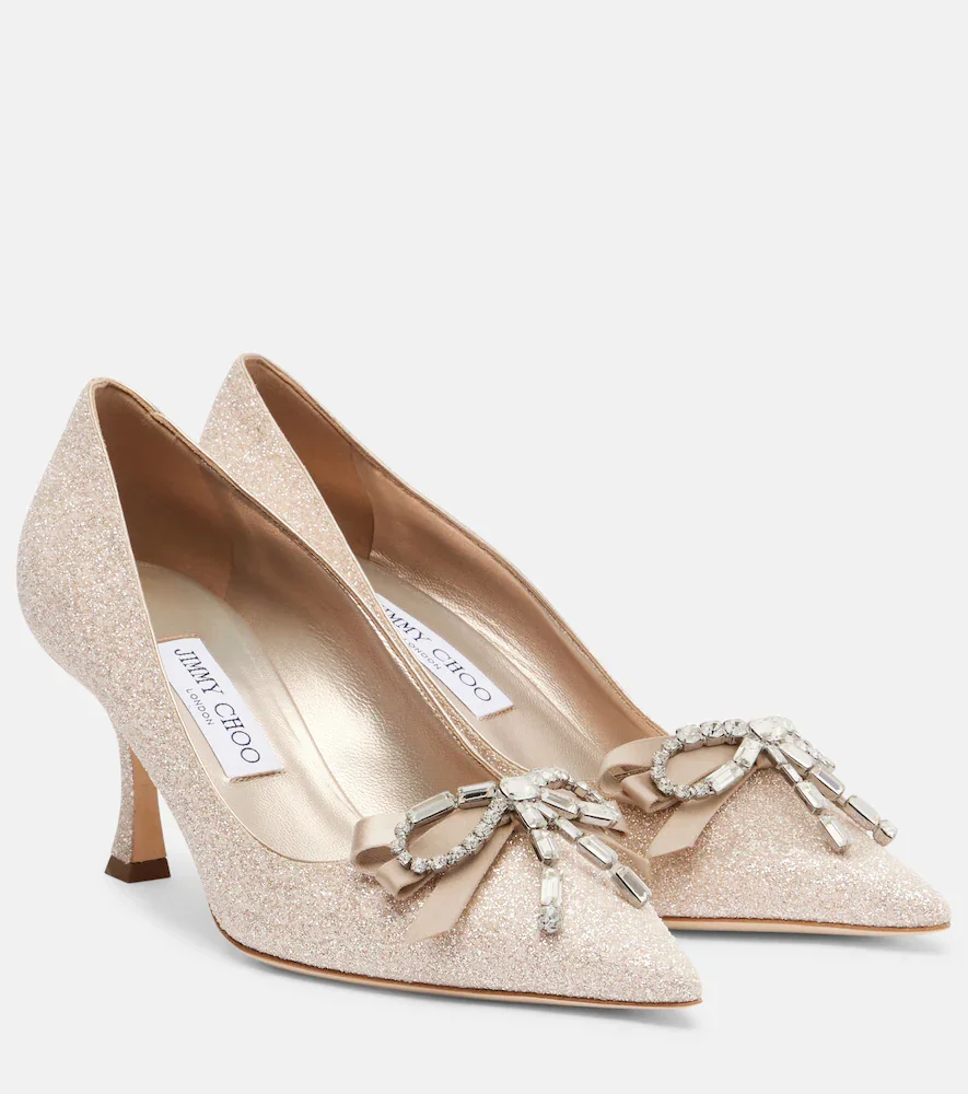 Auria 70 crystal-embellished glitter pumps