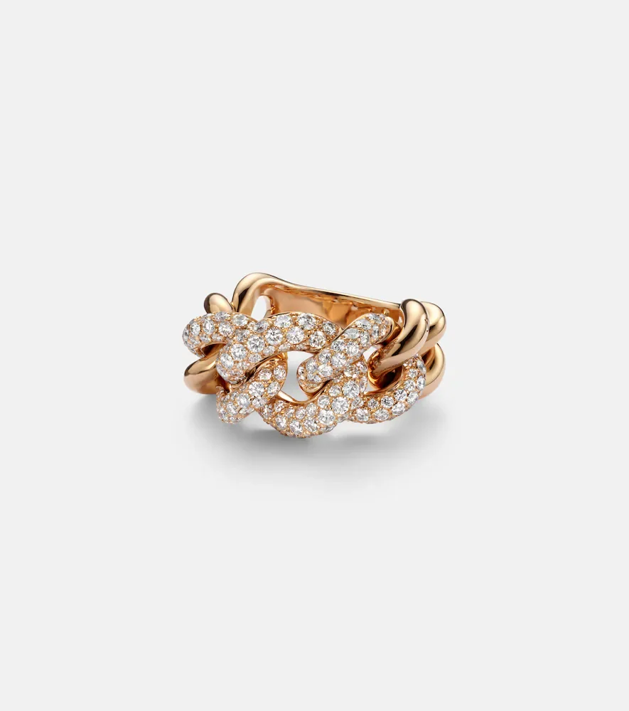Bague Catene en or rose 18 ct et diamants blancs