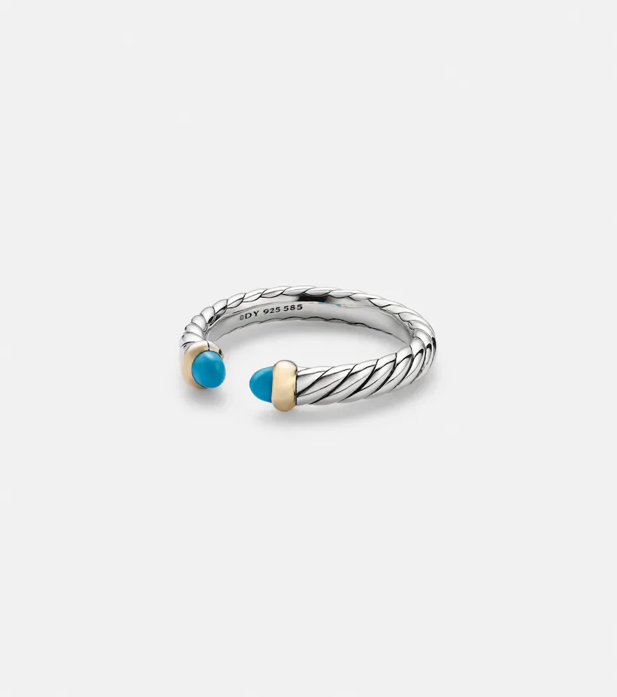 Bague Petite Cable Collectibles en argent sterling et turquoises