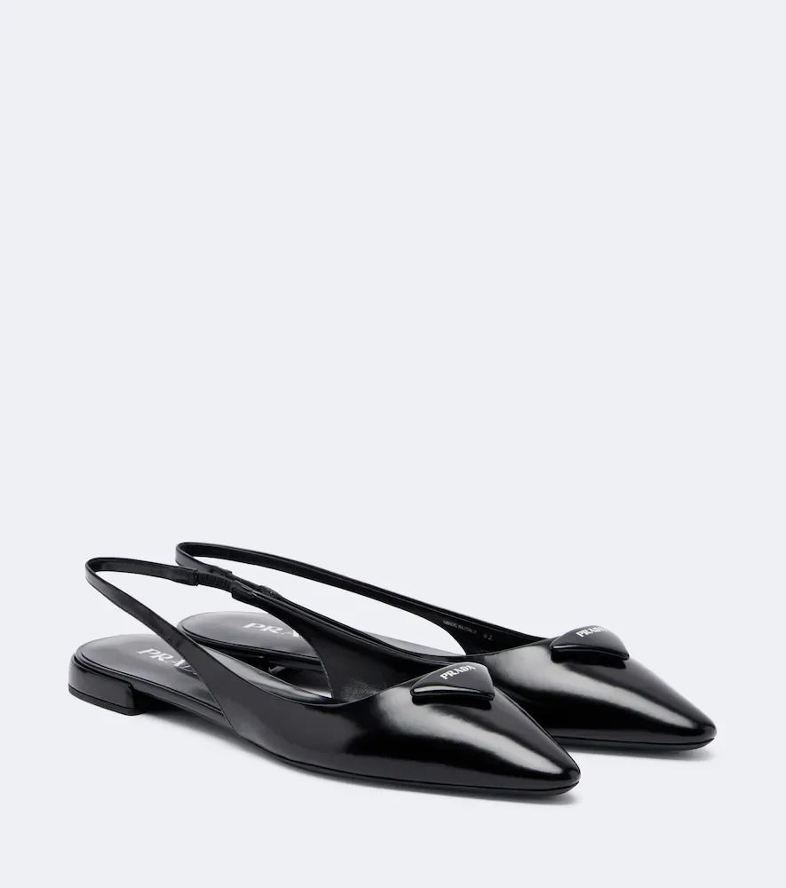 Ballerines slingback en cuir