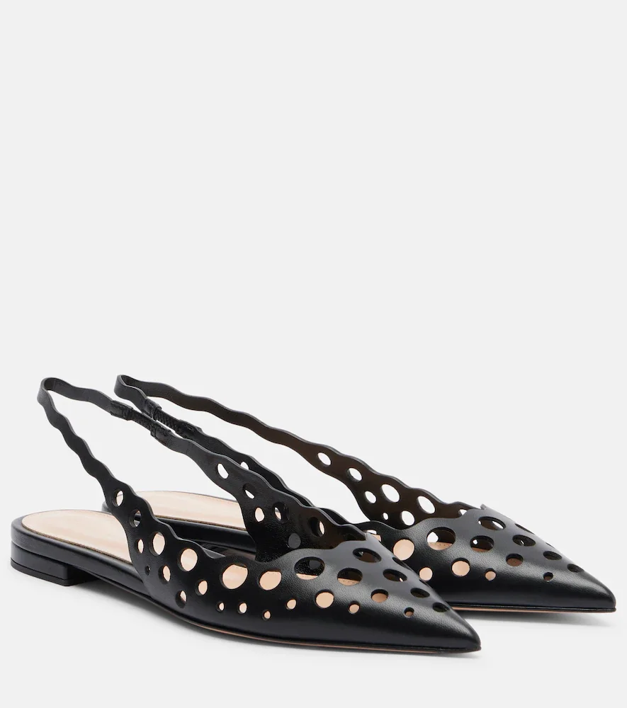 Ballerines slingback en cuir