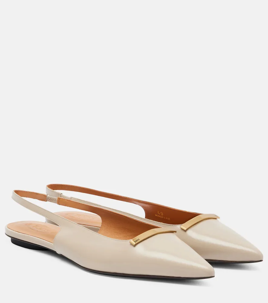 Ballerines slingback en cuir