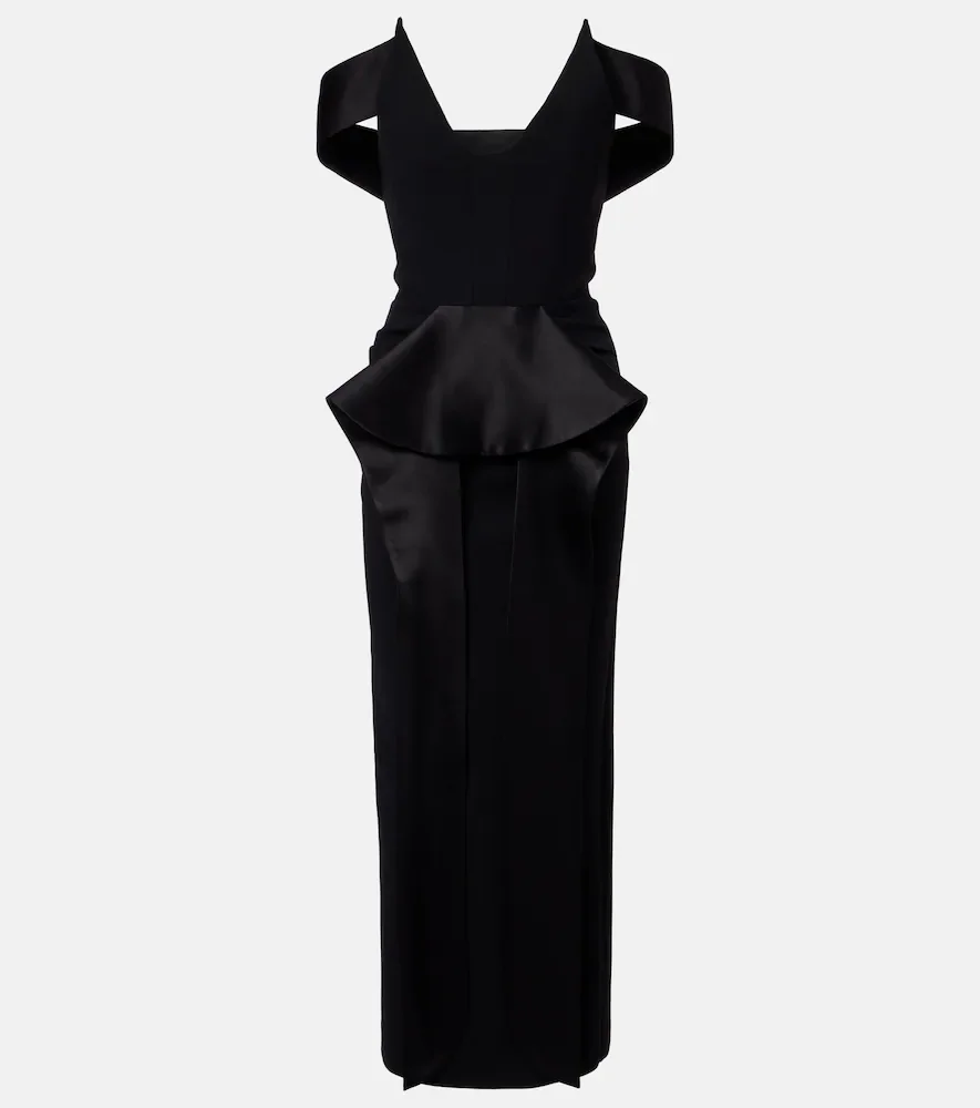 Barrier off-shoulder satin midi dress