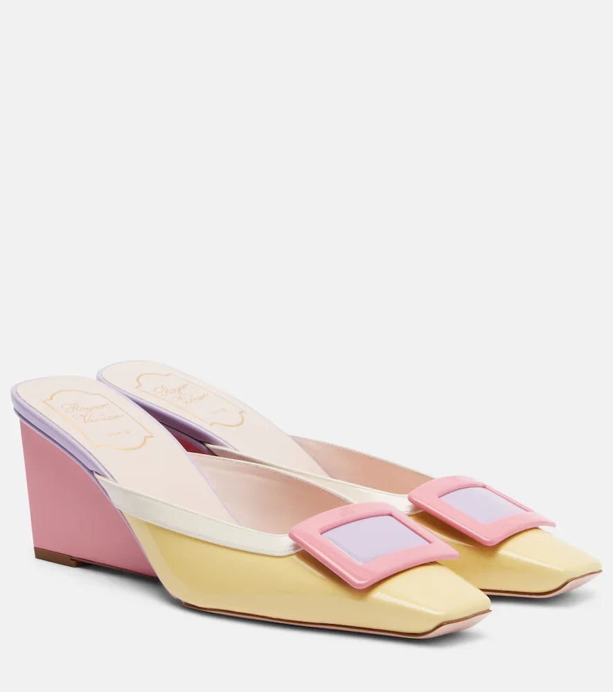 Belle Vivier 60 patent leather wedge mules