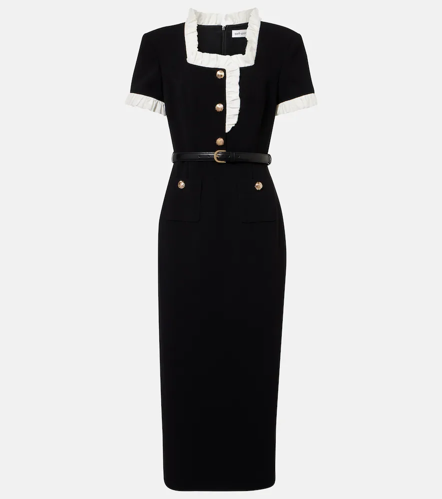 Belted crêpe midi dress