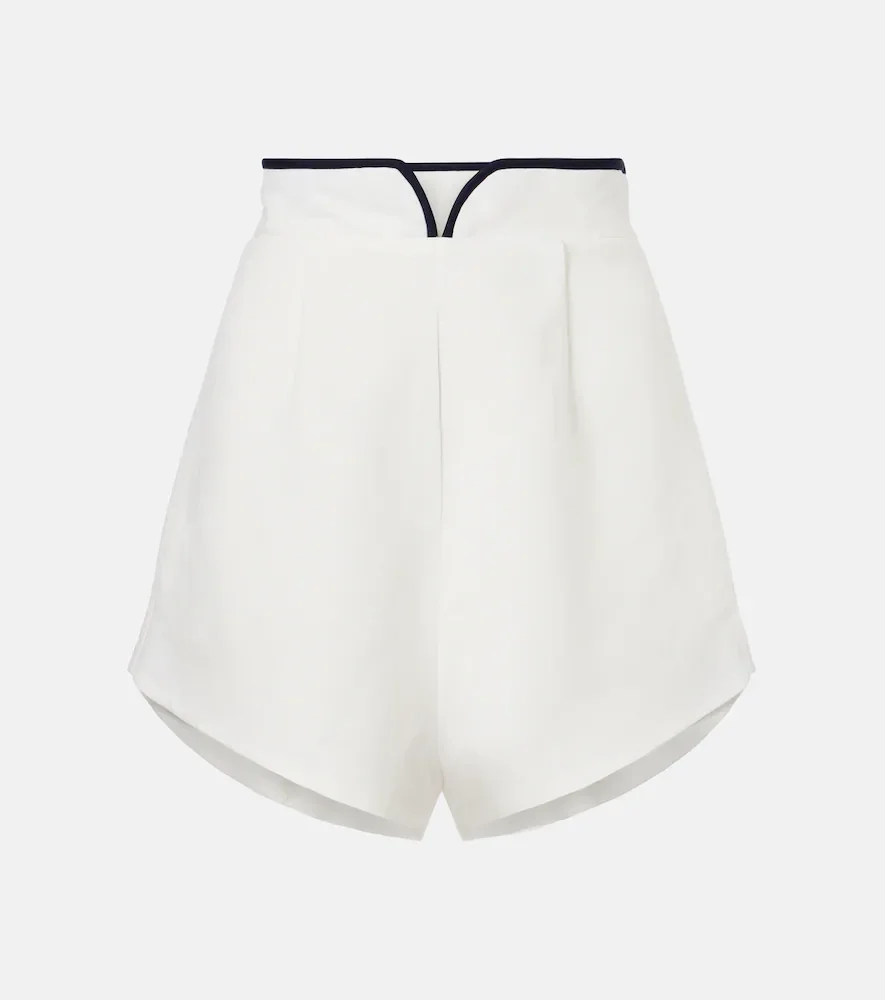 Bicolor linen-blend Bermuda shorts