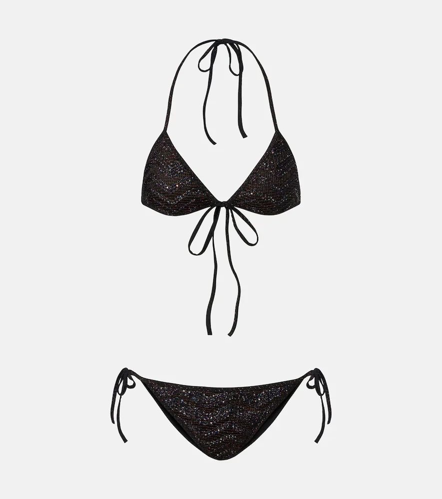 Bikini de lamé con lentejuelas en zigzag
