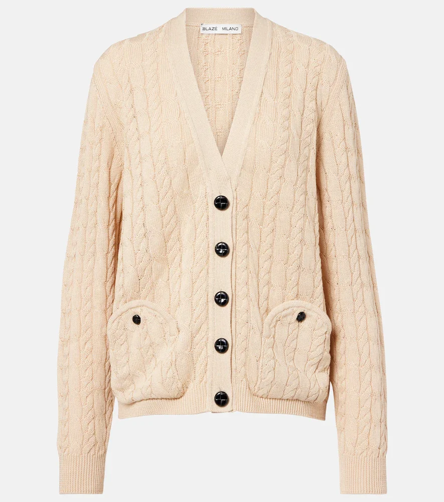 BlazÃ Milano Ket cable-knit cotton cardigan