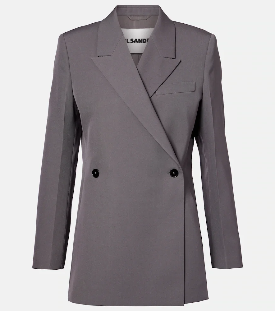 Blazer cruzado de gabardina de lana