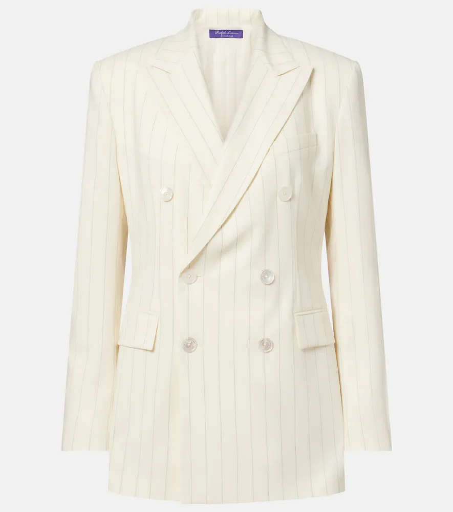 Blazer de botonadura doble de lana a rayas