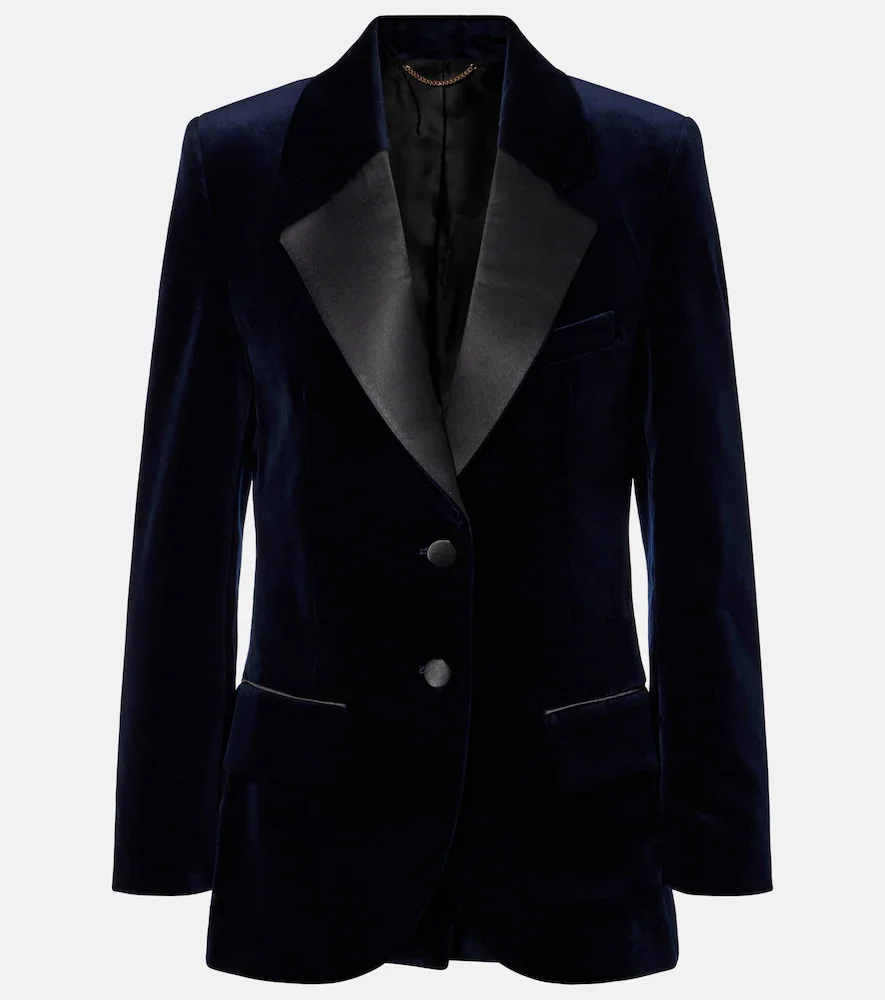 Blazer en velours et coton mélangé