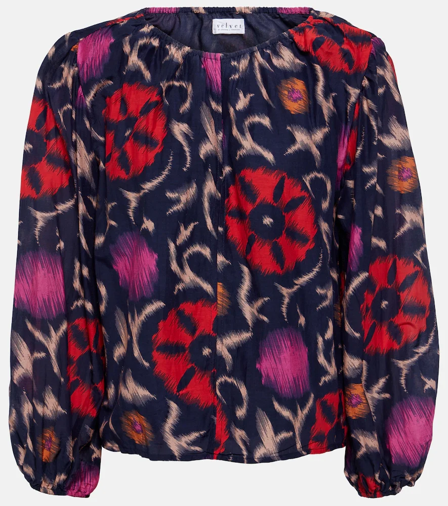 Blusa Fraser de algodón y seda estampada