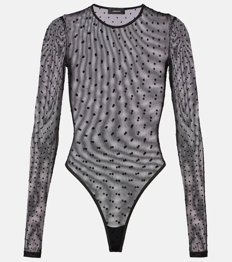 Body de malla transparente con lunares