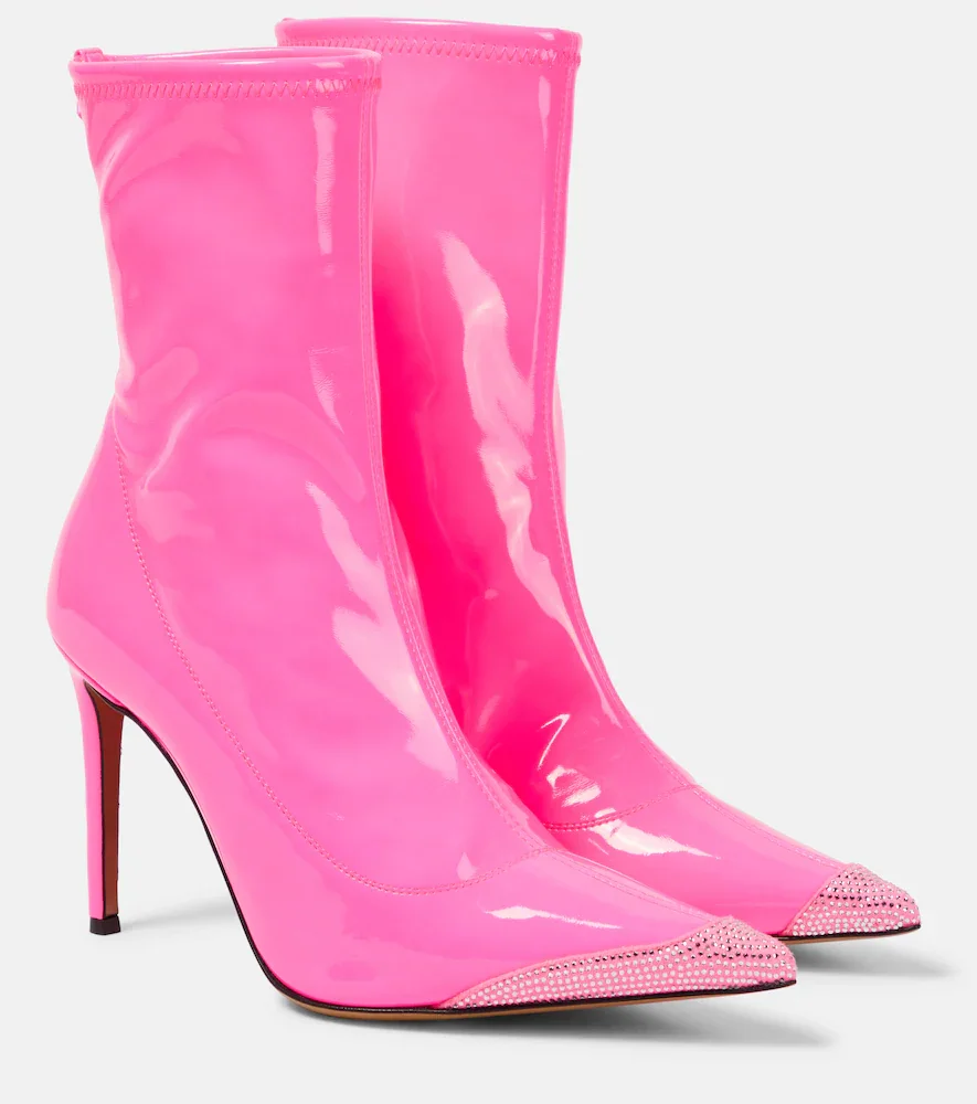 Bottines en cuir à cristaux