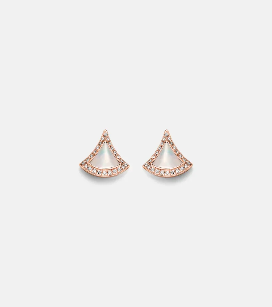 Boucles d'oreilles Divas' Dream en or rose 18 ct, nacre et diamants
