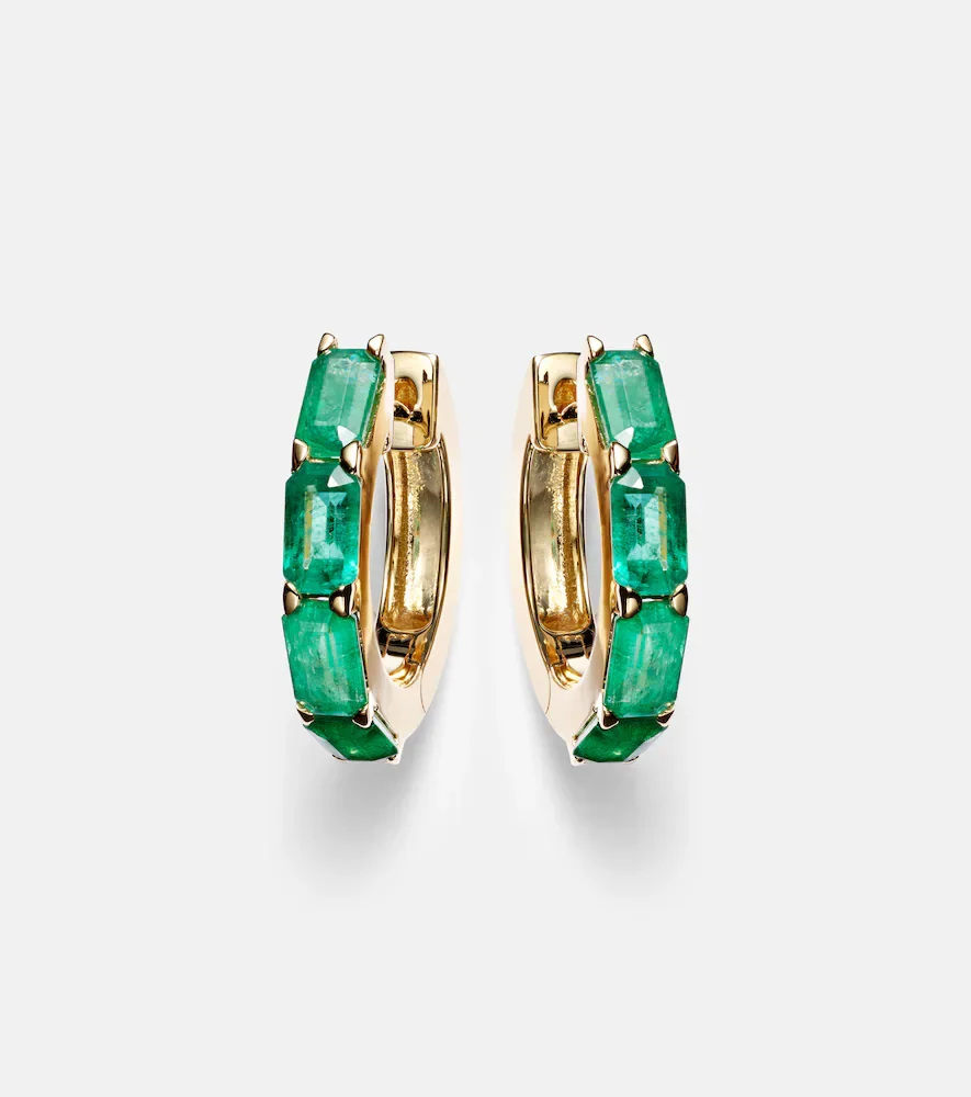 Boucles d'oreilles Hugie en or 18 ct et émeraudes