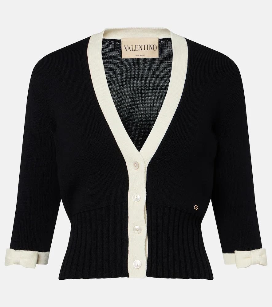 Bow-detail cotton cardigan