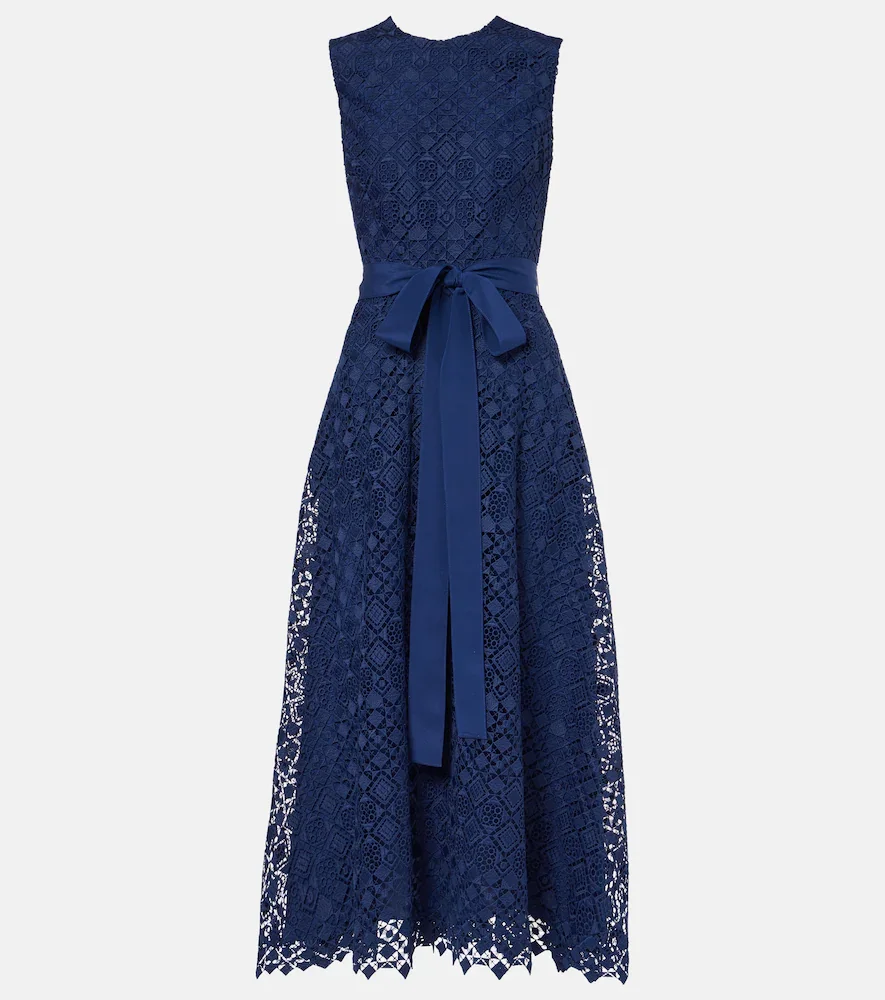 Bow-detail macramÃ midi dress