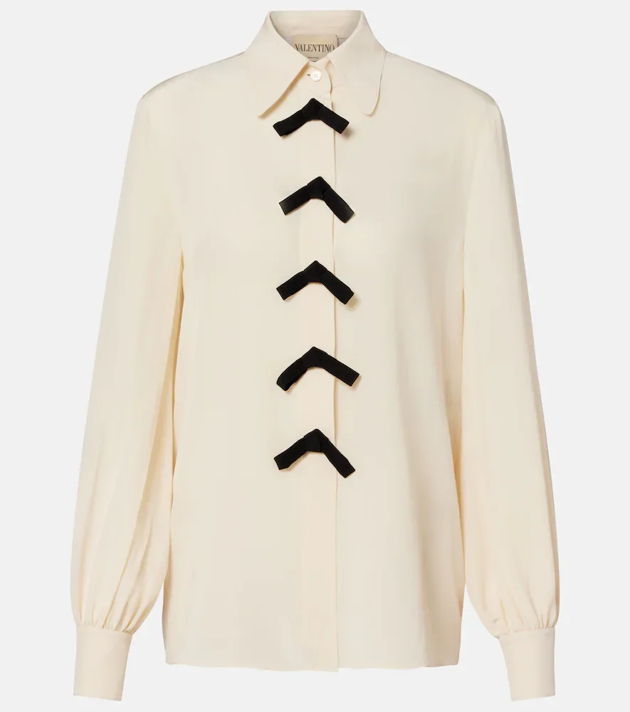 Bow-detail silk crêpe de chine blouse
