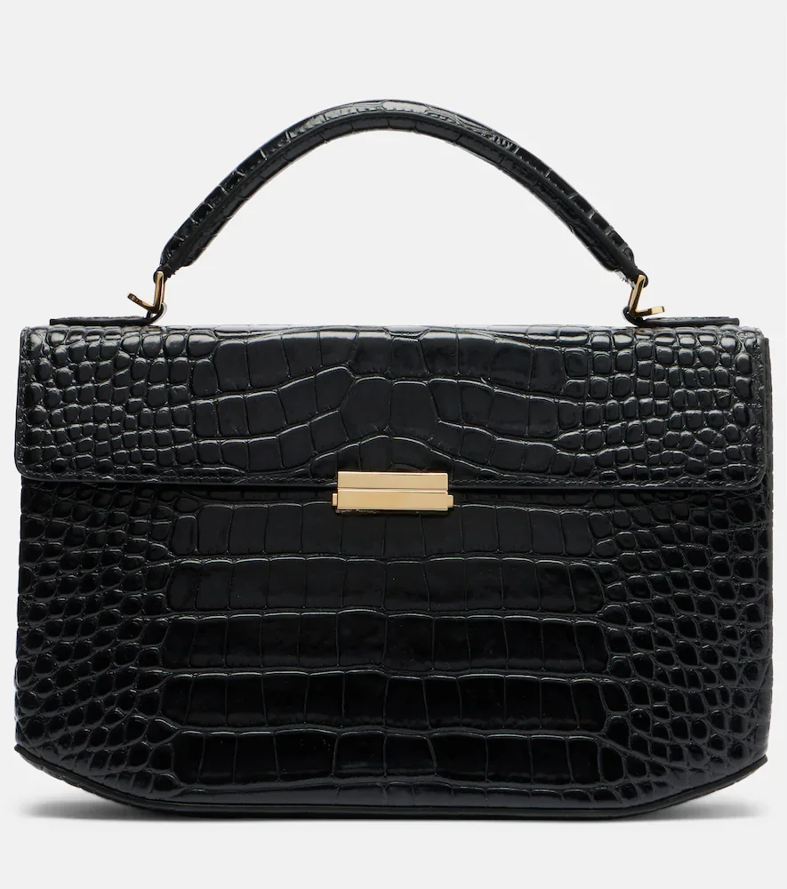 Box Small croc-effect leather top-handle bag