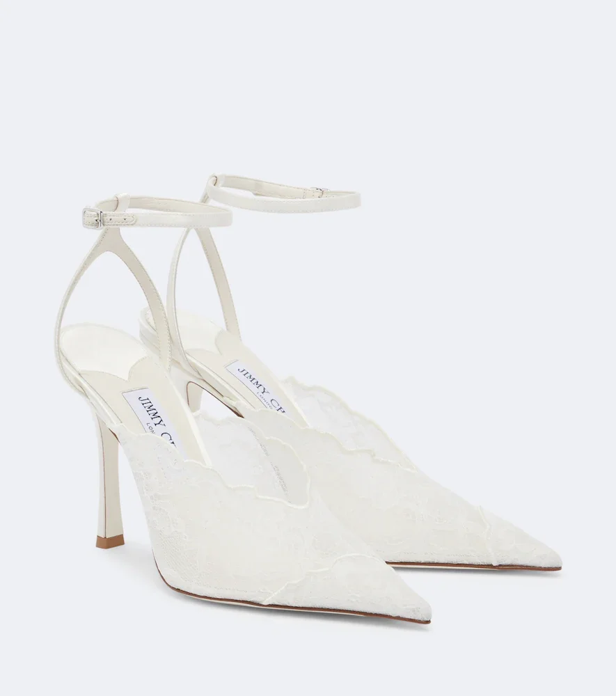 Bridal Faiz lace and leather pumps