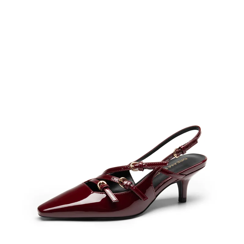 Buckle Strap Pointed Slingback Heel Pumps