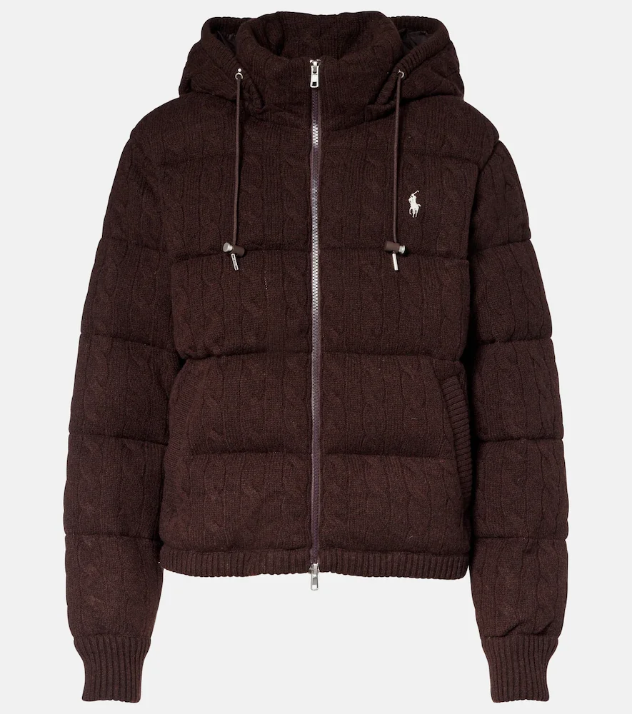 Cable-knit wool and cashmere puffer jacket