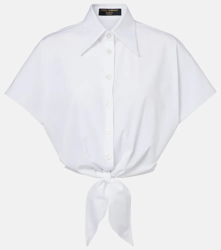 Camisa cropped en mezcla de algodón