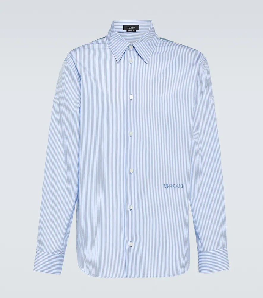 Camisa de algodón a rayas con bordado