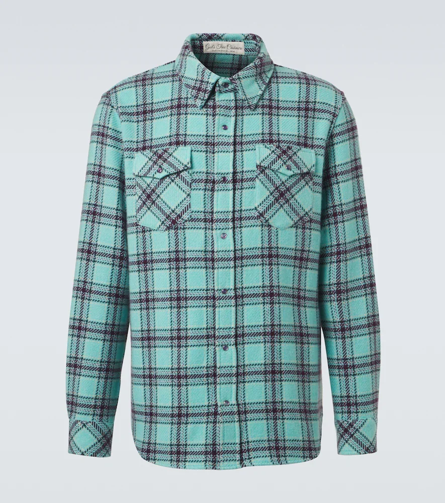 Camisa de cachemir a cuadros con amatistas