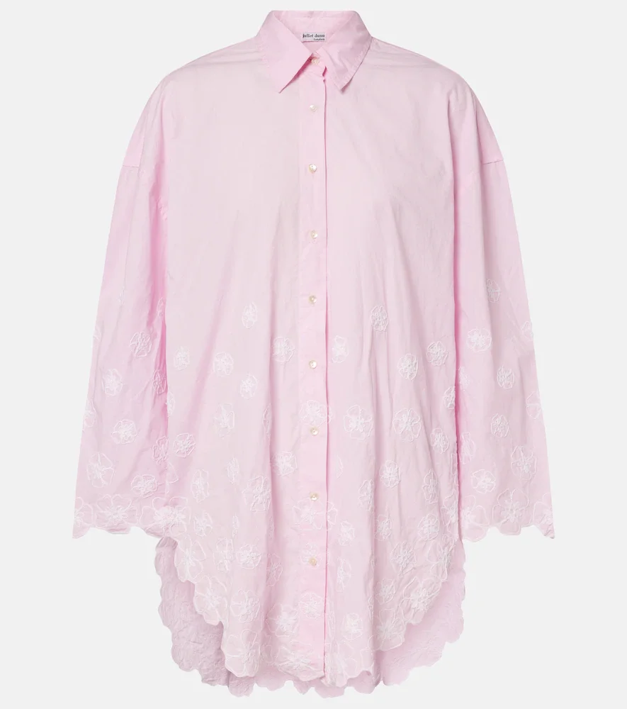 Camisa de popelín de algodón bordada